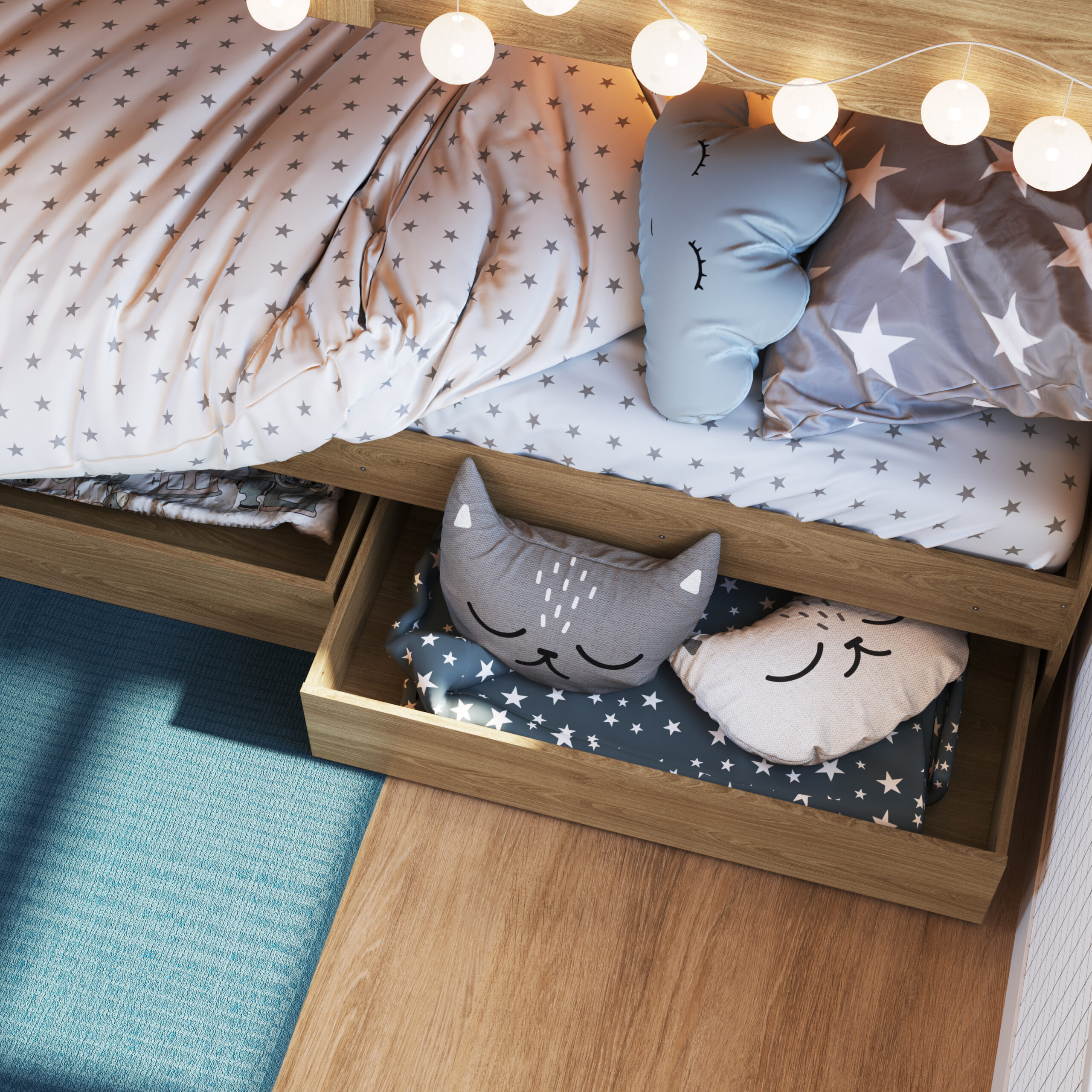 Cucheta Infantil Con Cajones Marrón - Image 4