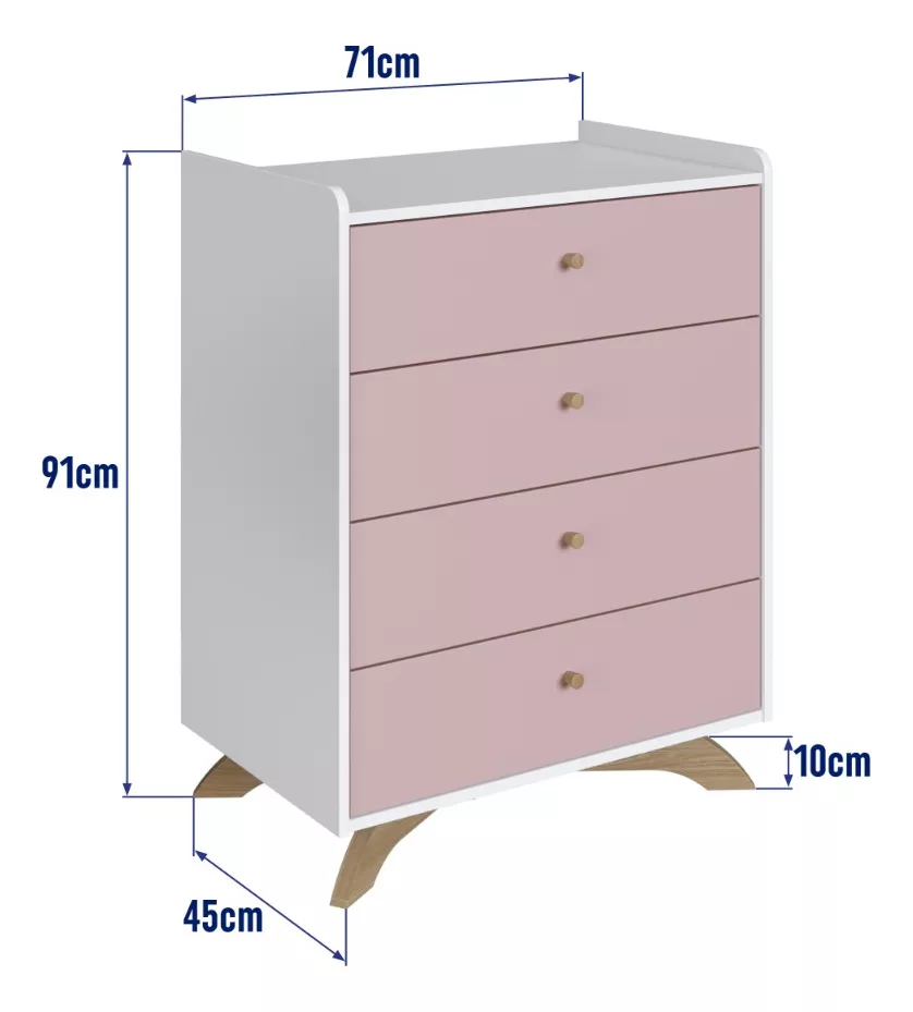 Juego de Dormitorio Infantil Cuna + Cajonera Rosa - Image 6