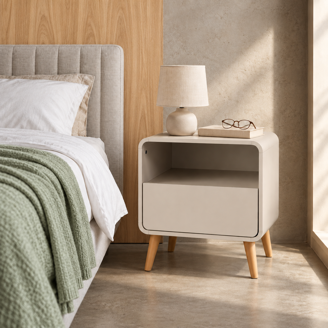 Mesa de Luz Alba 1 Cajón- Beige 9B