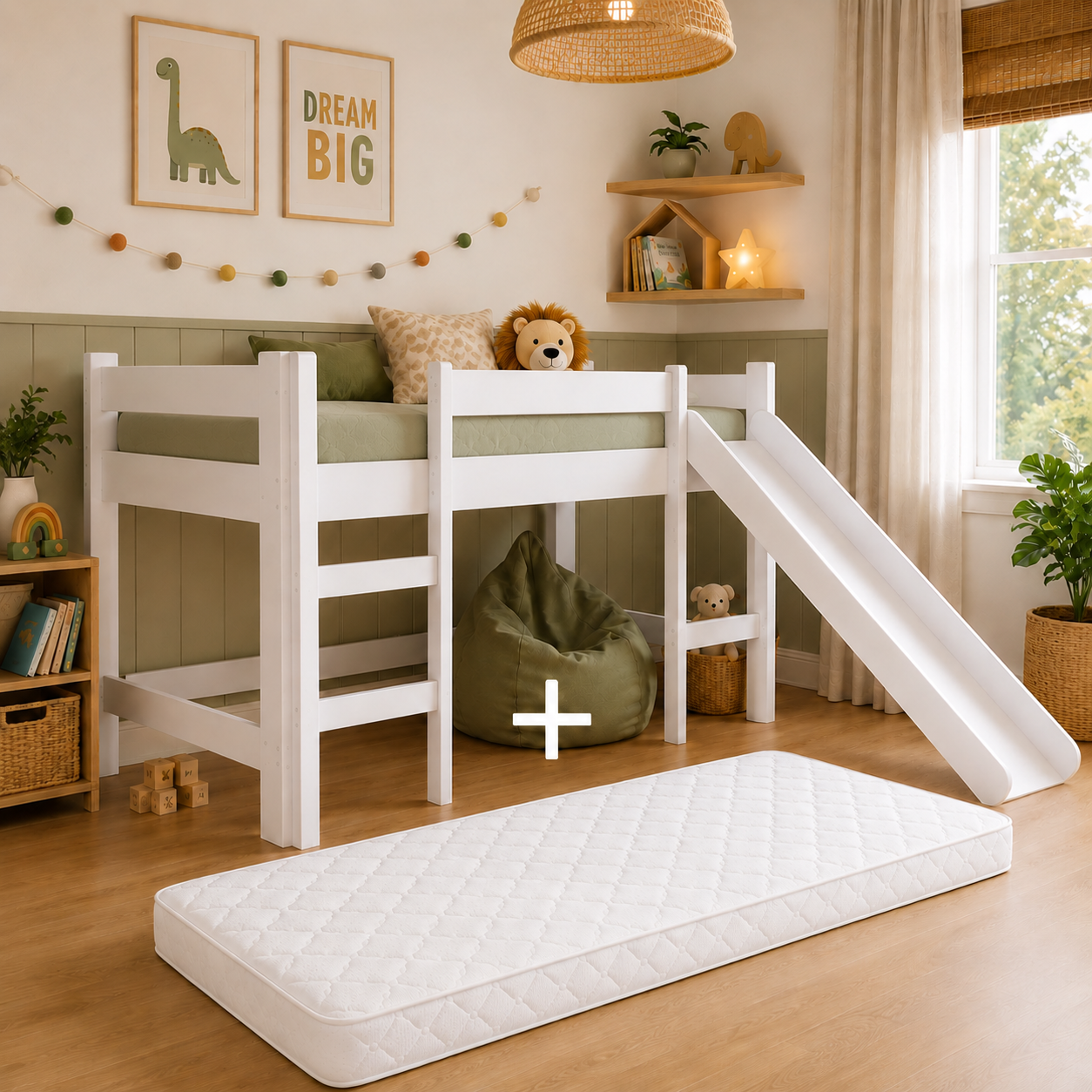 Cama Infantil Poppy con Tobogán + colchón