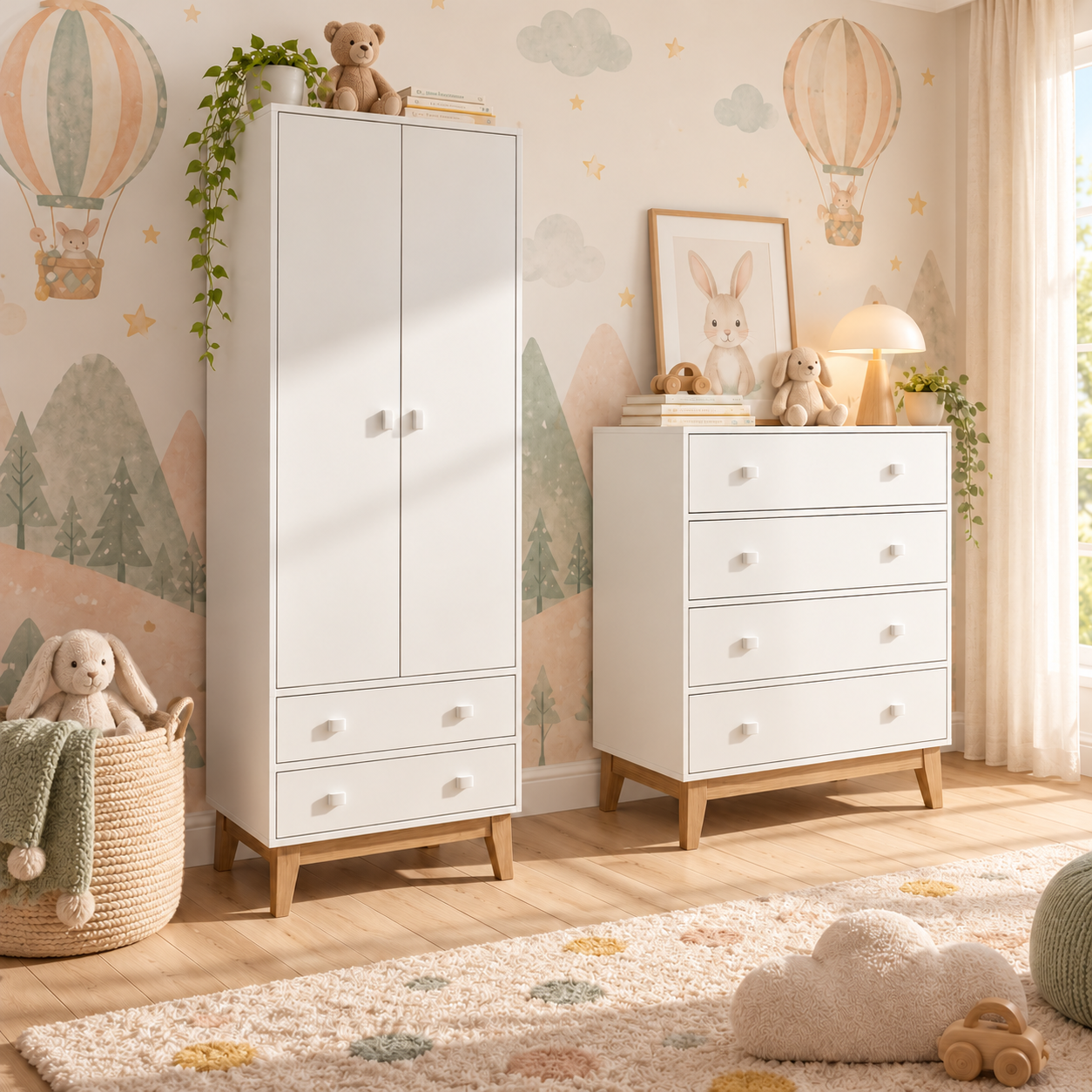 Juego de Dormitorio Cajonera + Ropero Roma