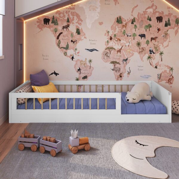 Cama Infantil Estilo Montessori Blanca - Imagen 2